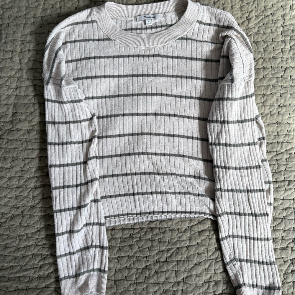 Madewell Striped Ribbed Knit Crop Small